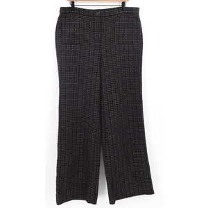 Chanel Uniform Women's Tweed Wide Leg High Rise Trousers Black/PInk Sz 48 US 16